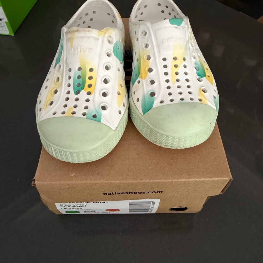 Native Kids Sneakers - White, Yellow, and Green
